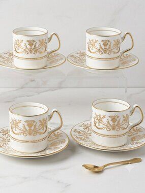 RARE Vintage COALPORT Bone China Demitasse Espresso Set of 6 - "Allegro" Pattern